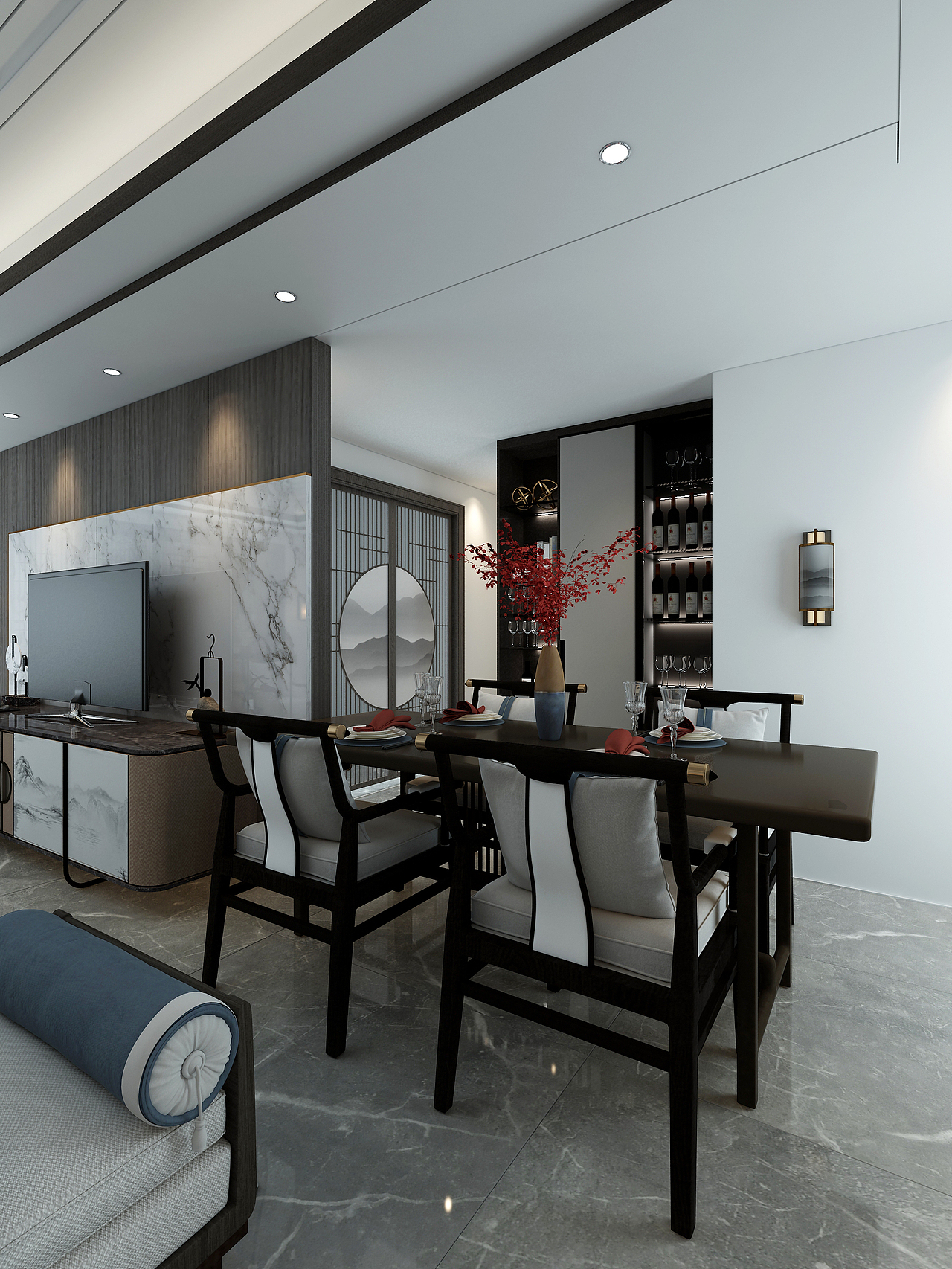 中式客餐厅（图ZMjI2NDI3MTUy） - 家装设计 - 站酷设计师小猪8842原创素材 - 站酷ZCOOL
