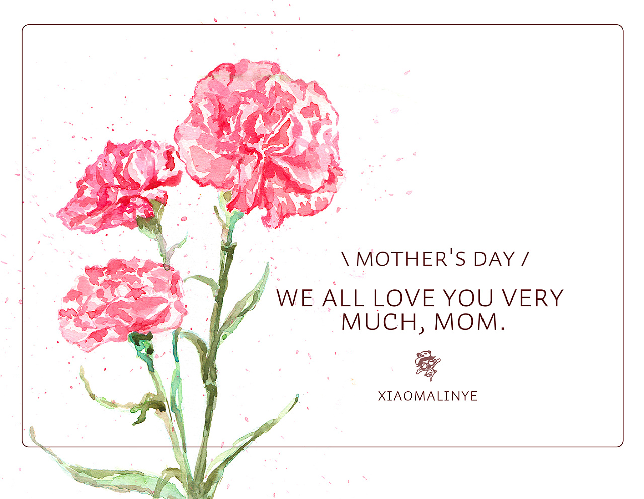 康乃馨贺卡(手绘)