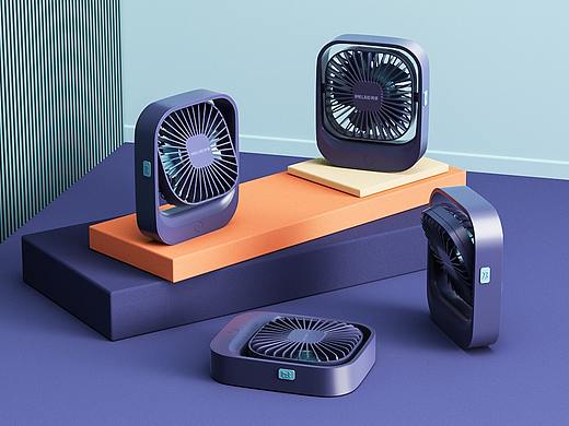 USB桌面风扇详情页（纯C4D建模）