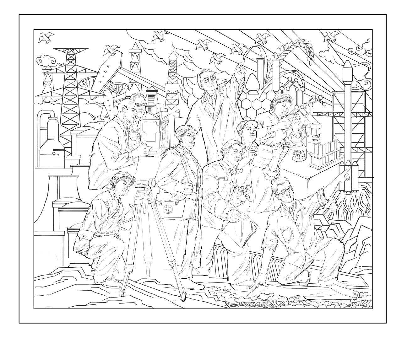 时代劳模浮雕设计