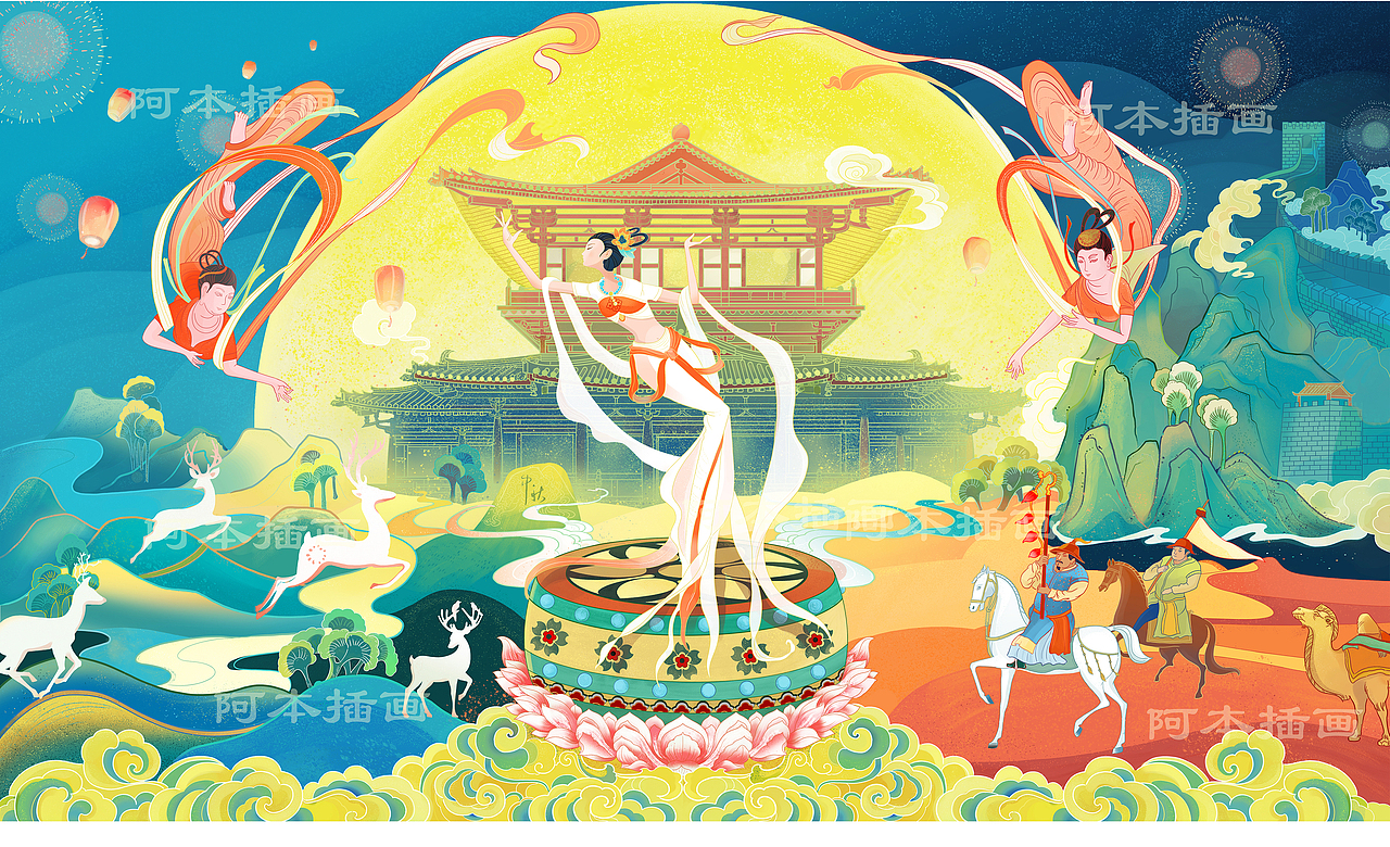 中秋插画——厦门阿本（图ZMTgxNDkxNjA0） - 商业插画 - 站酷设计师厦门阿本插画原创素材 - 站酷ZCOOL