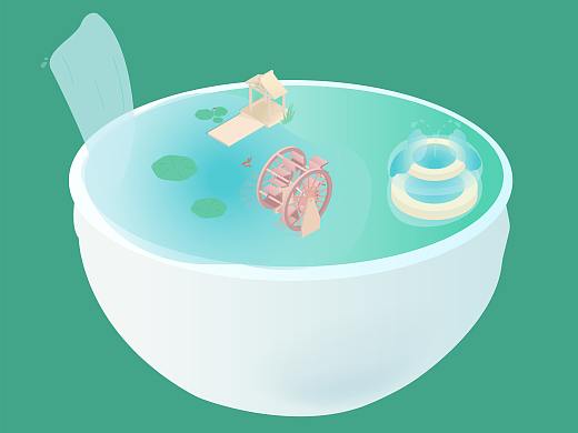 碗中池（2.5D，附動效）（個人主頁-ZNTM4NTE4MzY=） - 商業(yè)插畫 - 站酷設(shè)計師亭留此刻原創(chuàng)素材 - 站酷ZCOOL