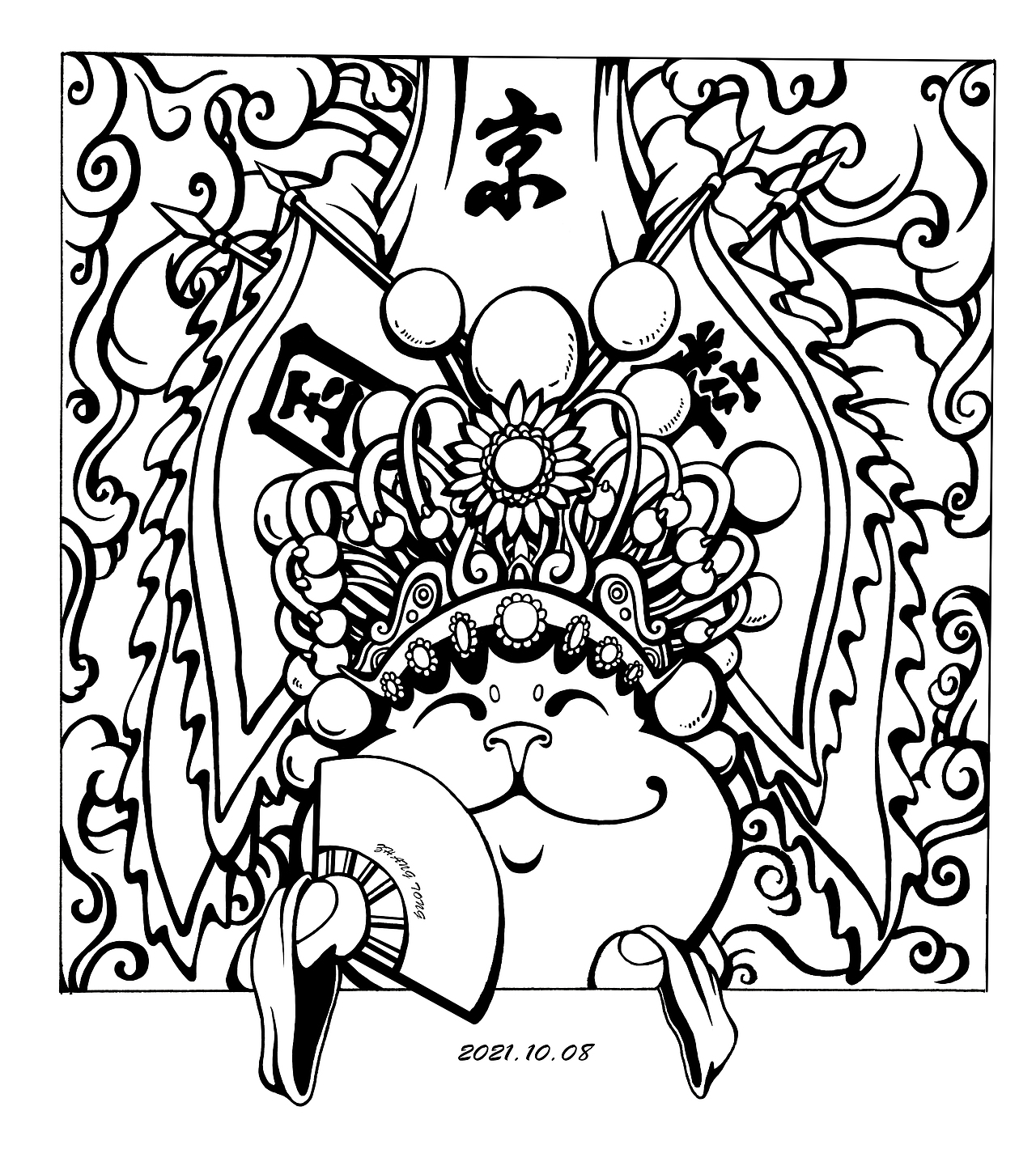 猫系列 - 国潮插画第二期 - 京剧国粹