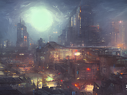 #AI创作实验室#衢州城市，夜晚，概念艺术，数字绘画，