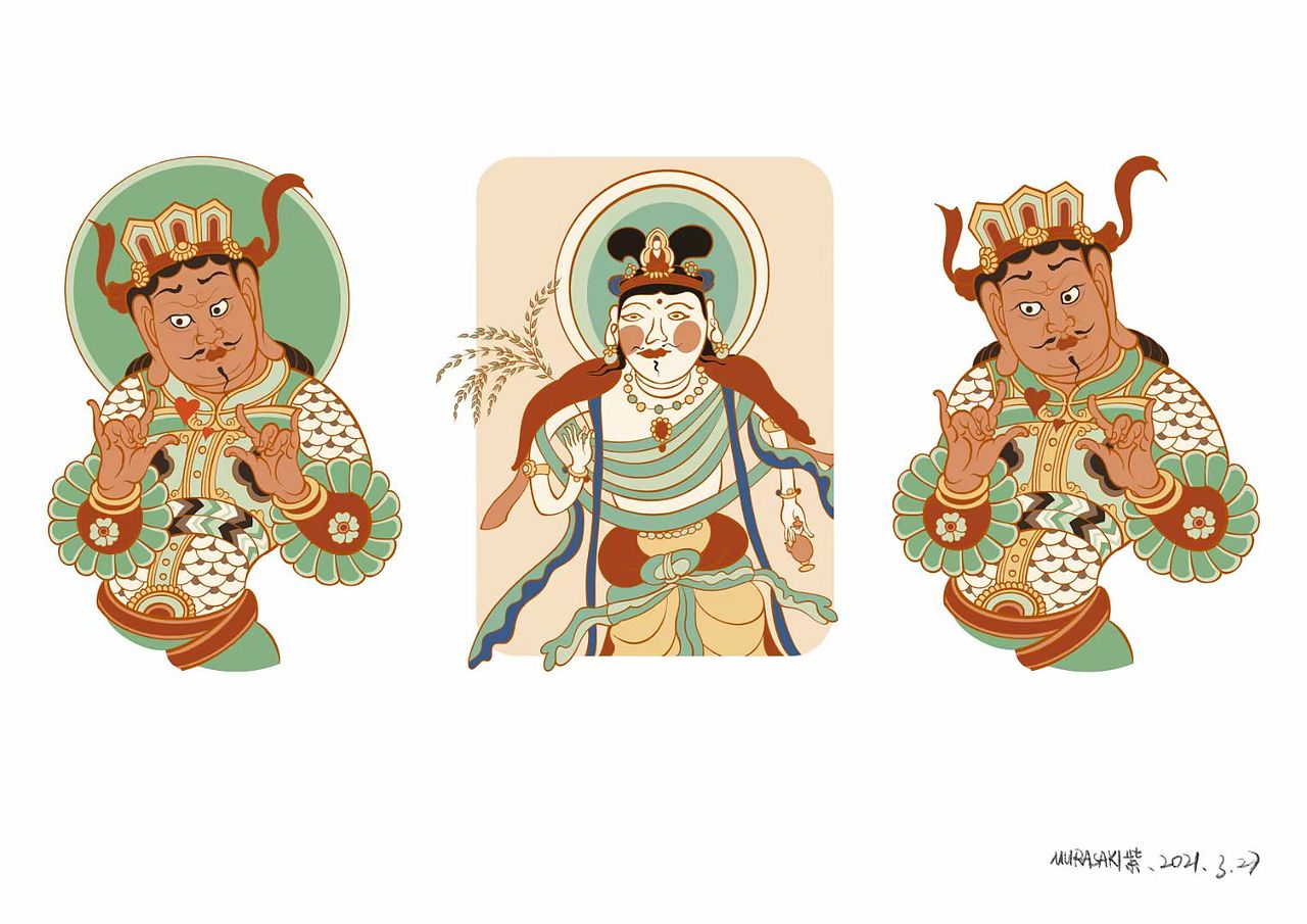 敦煌插画习作（图ZMjQ4NzQ4NDA4） - 创作习作 - 站酷设计师murasaki阿紫原创素材 - 站酷ZCOOL