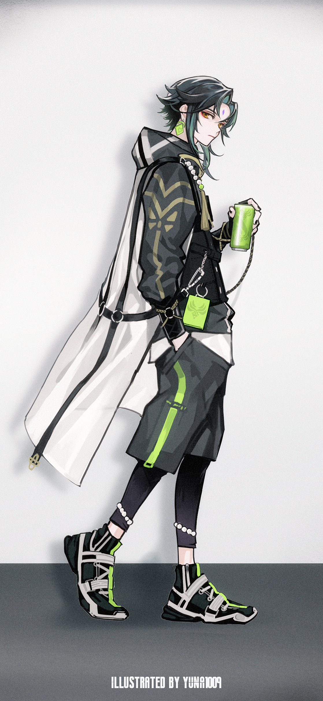 原神同人|魈(潮服.ver)（图ZMjc2ODM1ODg0） - 创作习作 - 站酷设计师YUNA1009原创素材 - 站酷ZCOOL