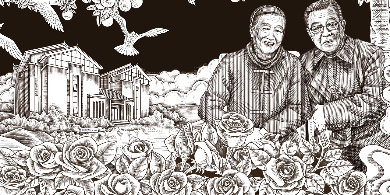 褚橙庄园黑白插画创作（图ZMjEwMjk0Mzcy） - 商业插画 - 站酷设计师以爱名之原创素材 - 站酷ZCOOL