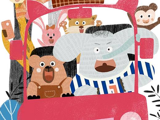 绘本插画,扁平插画,拼贴插画