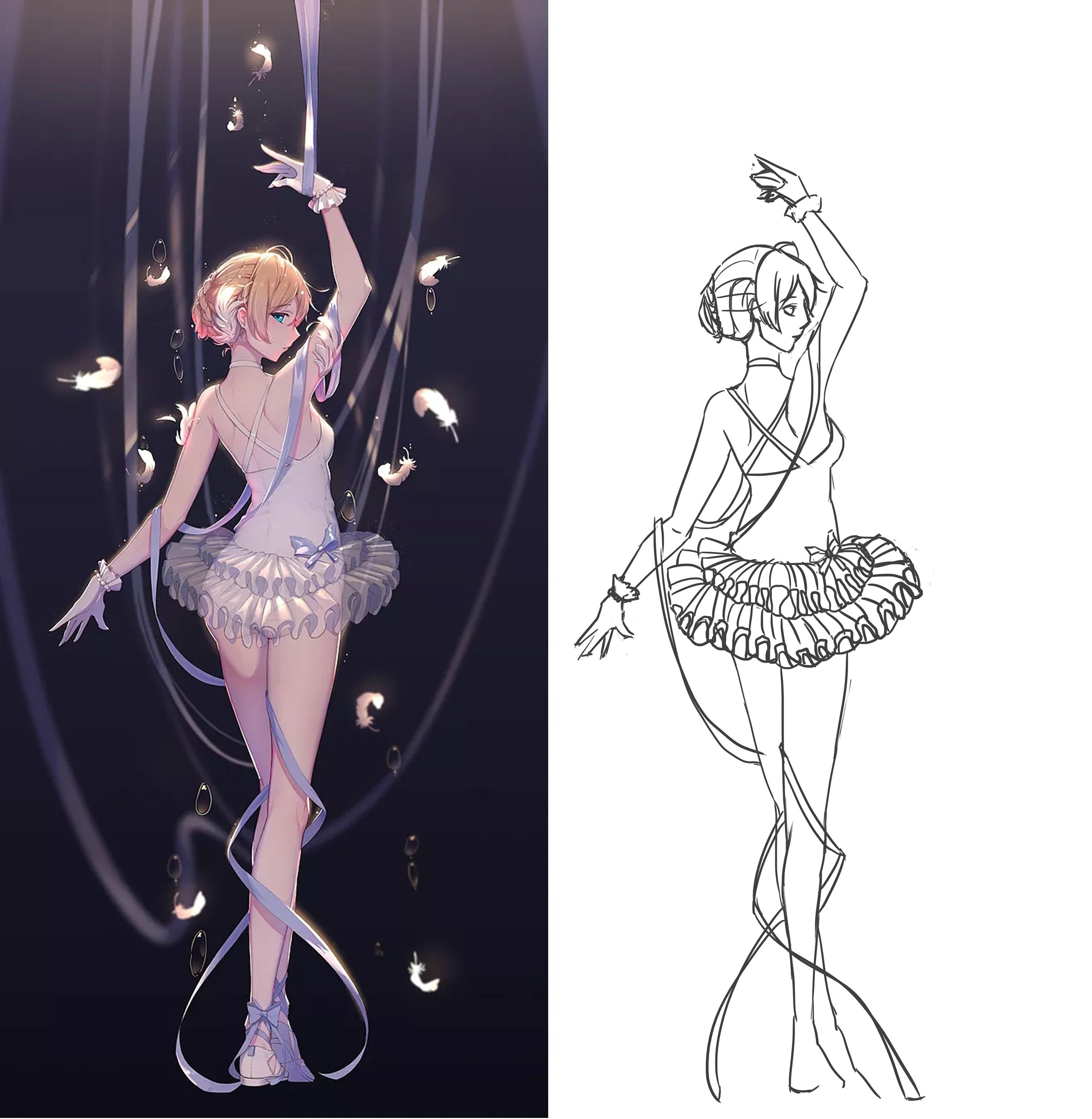 每日一画#第六画,关键词#蕾丝,荷叶边,蝴蝶结