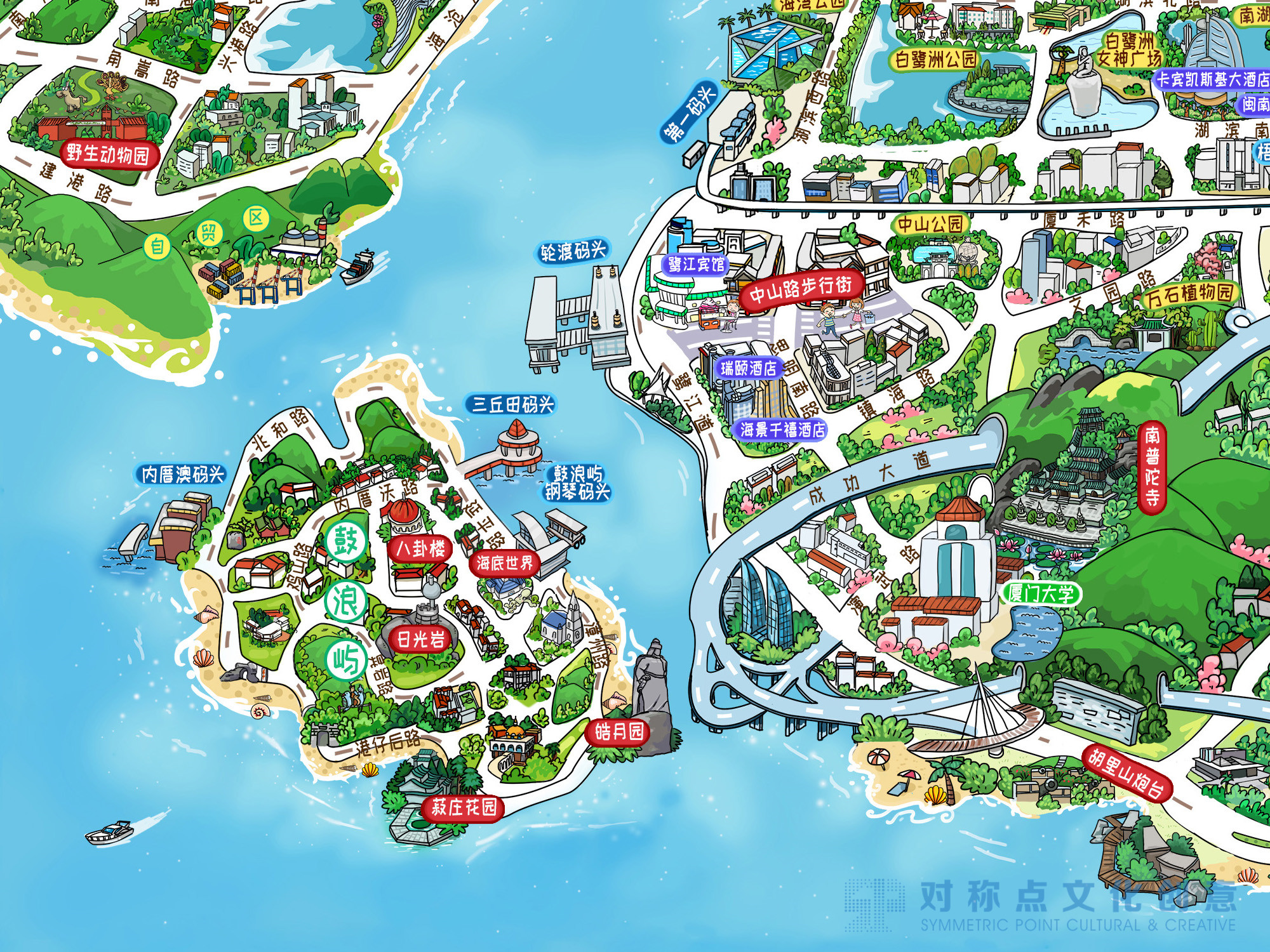 厦门旅游攻略手绘地图图片