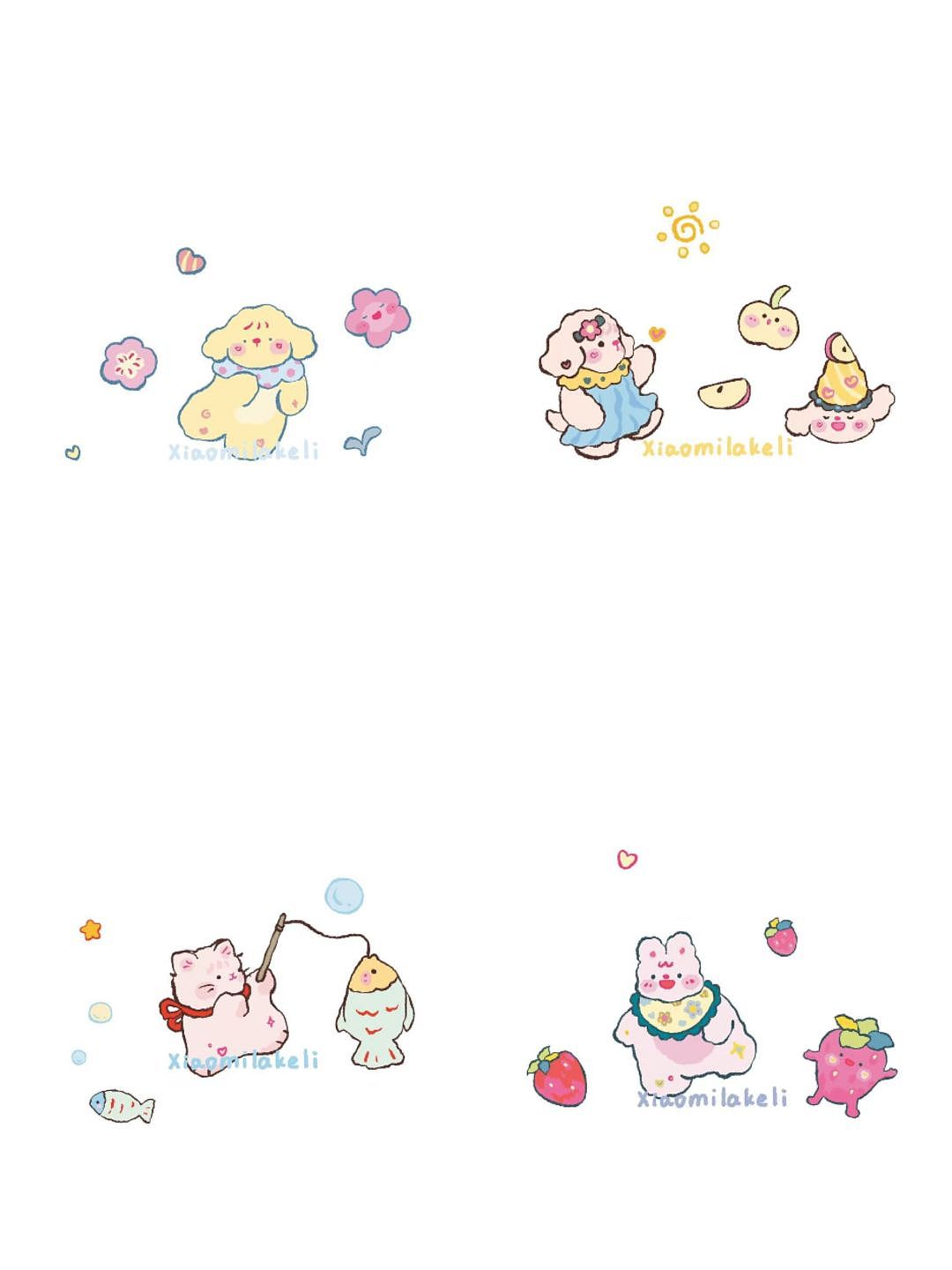 最近画的一些小可爱(卡通图案,动物人物,四方连续)
