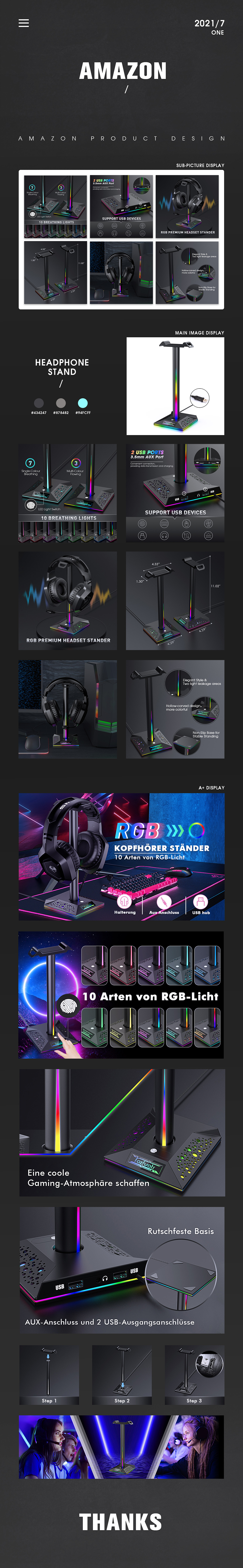 亚马逊产品——电竞耳机支架（图ZMjkzOTU4MjEy） - 海报 - 站酷设计师ONE泺原创素材 - 站酷ZCOOL