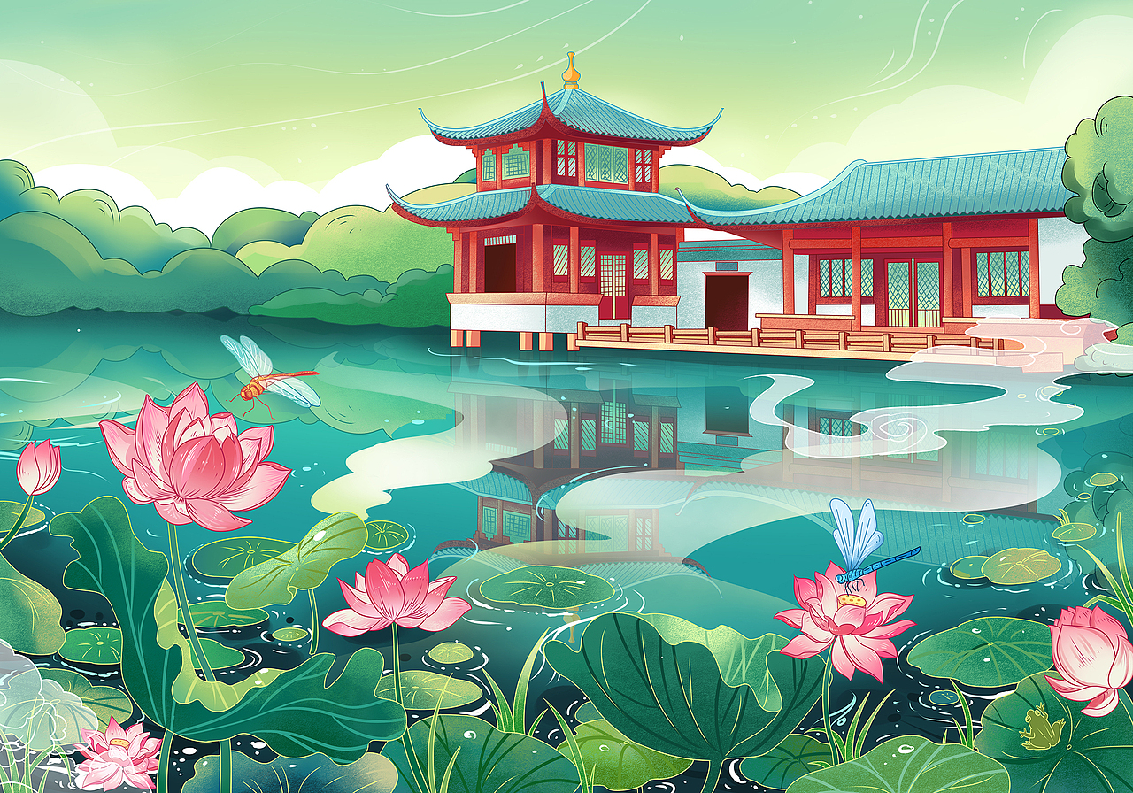 杭州十景手绘图（图ZMjk0ODE1MjUy） - 商业插画 - 站酷设计师晓绘趣味策划原创素材 - 站酷ZCOOL