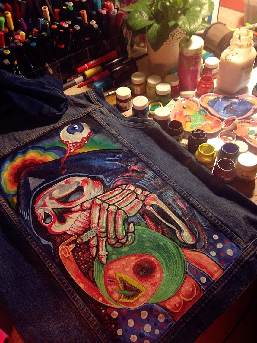 【SAY】手绘DIY牛仔服过过程和经验分享（图ZMTQ1NjU3ODg=） - 新锐潮流插画 - 站酷设计师saycr原创素材 - 站酷ZCOOL