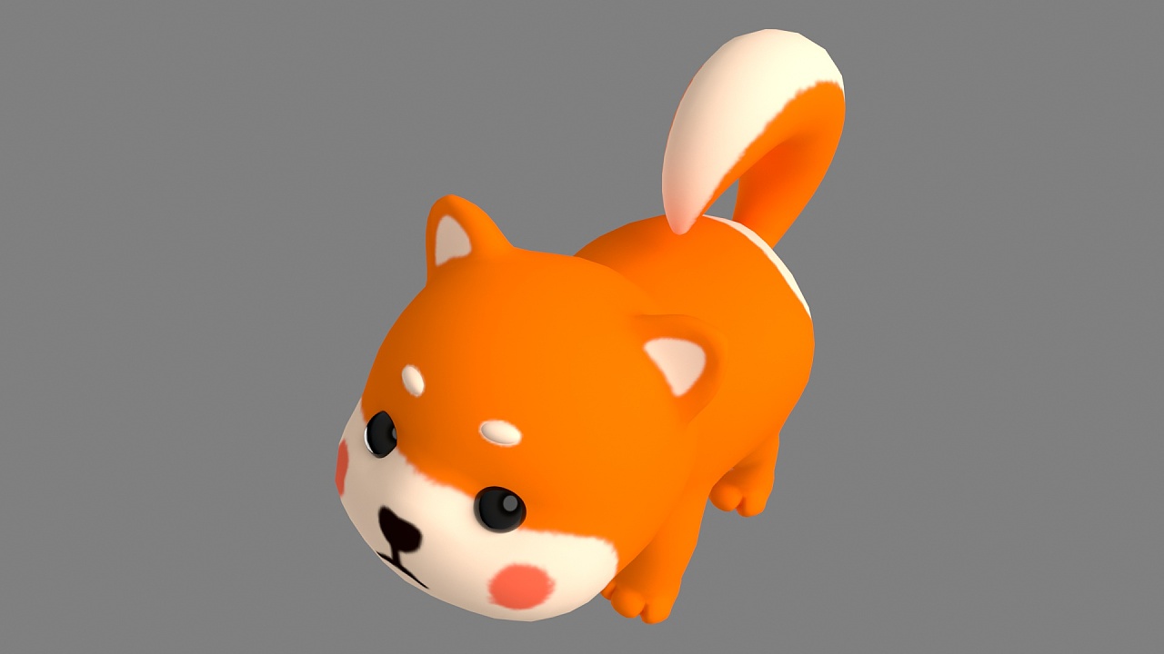 可爱卡通小狗c4d模型