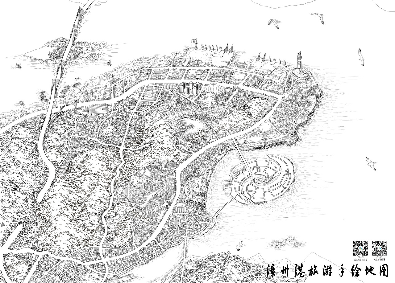 招商局漳州港手绘地图（图ZMjg4Nzg0NjQ=） - 商业插画 - 站酷设计师PeteZheng原创素材 - 站酷ZCOOL