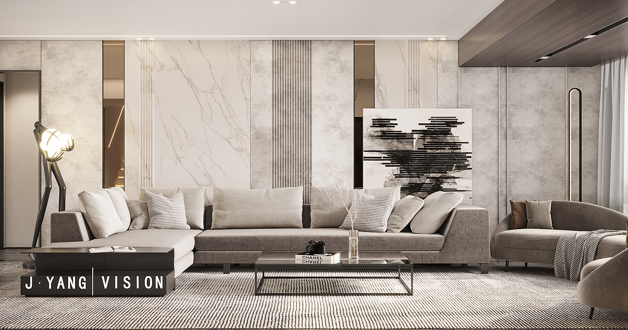 现代轻奢家装复式空间（图ZMjM1NDQ4MDUy） - 家装设计 - 站酷设计师静静表现原创素材 - 站酷ZCOOL