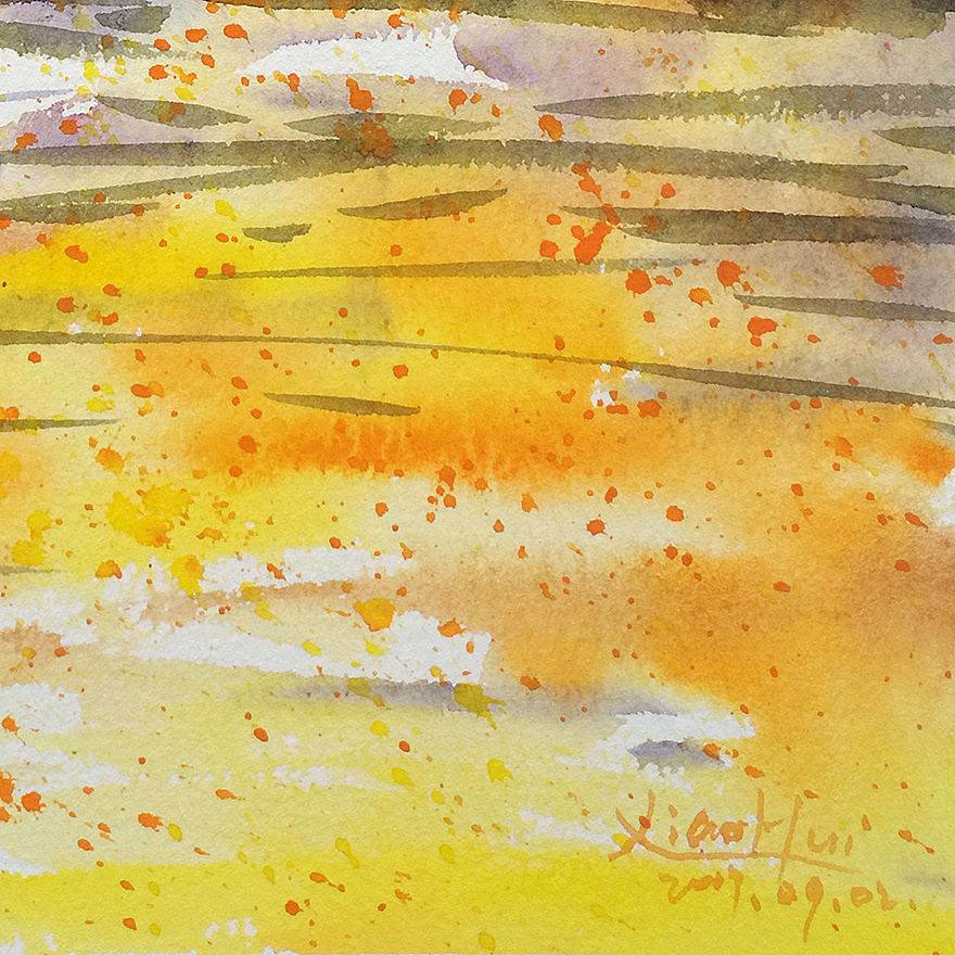 《枫林》原创水彩作品