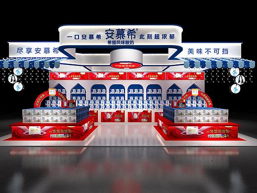 安慕希 堆头 双节3d设计