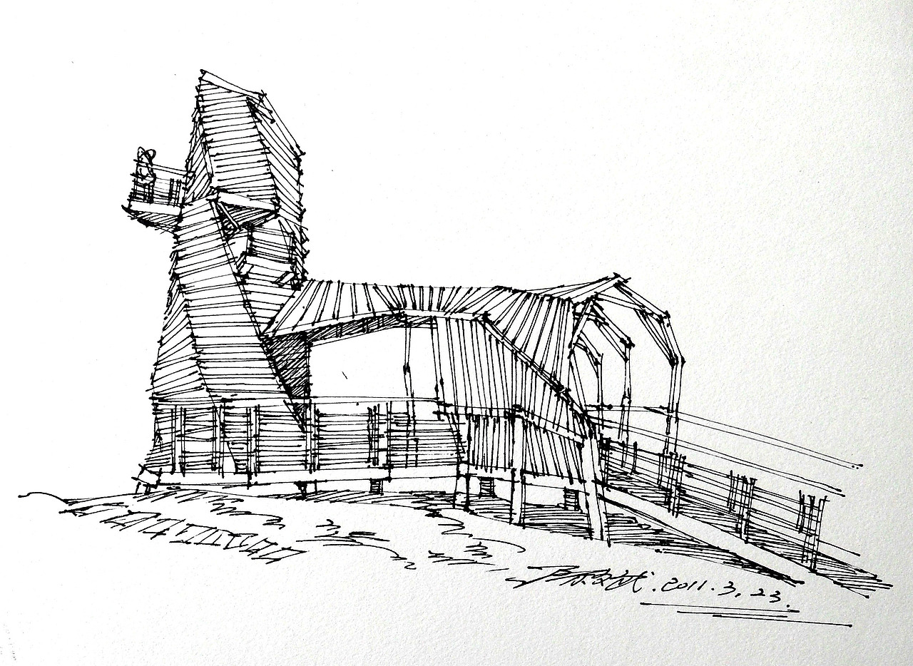 景观手绘线稿（图ZNDczMDU1Ng==） - 商业插画 - 站酷设计师对流层漂浮原创素材 - 站酷ZCOOL