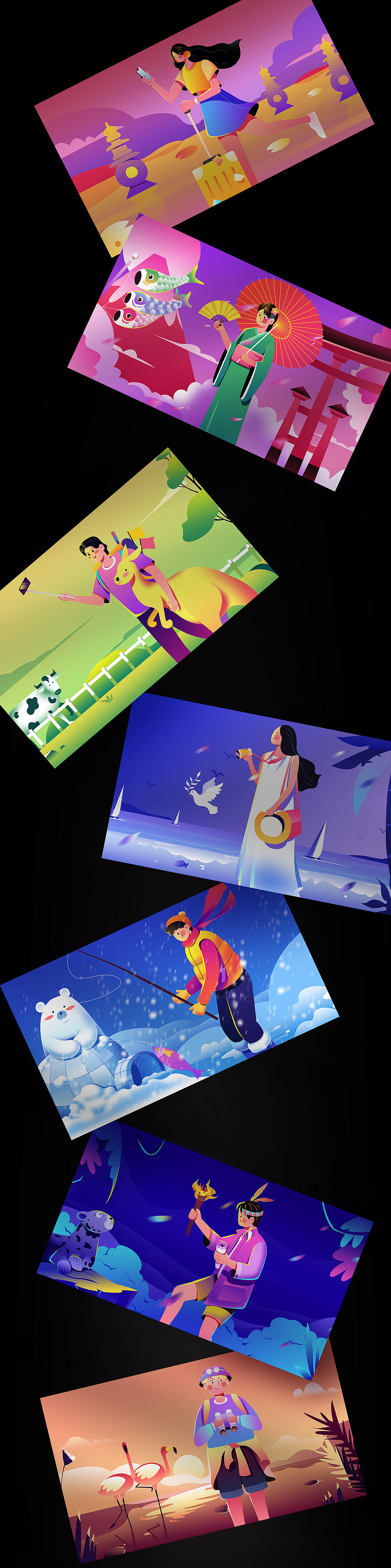 《全球旅行》系列插画设计（图ZMjgxODE2NTg4） - 创作习作 - 站酷设计师穿越时空的王者原创素材 - 站酷ZCOOL