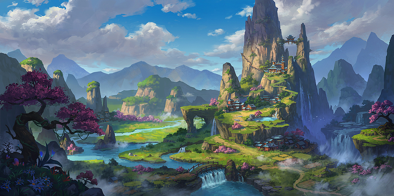 晴朗的山谷|插画|游戏原画|armstrongzd_原创作品-站酷zcool