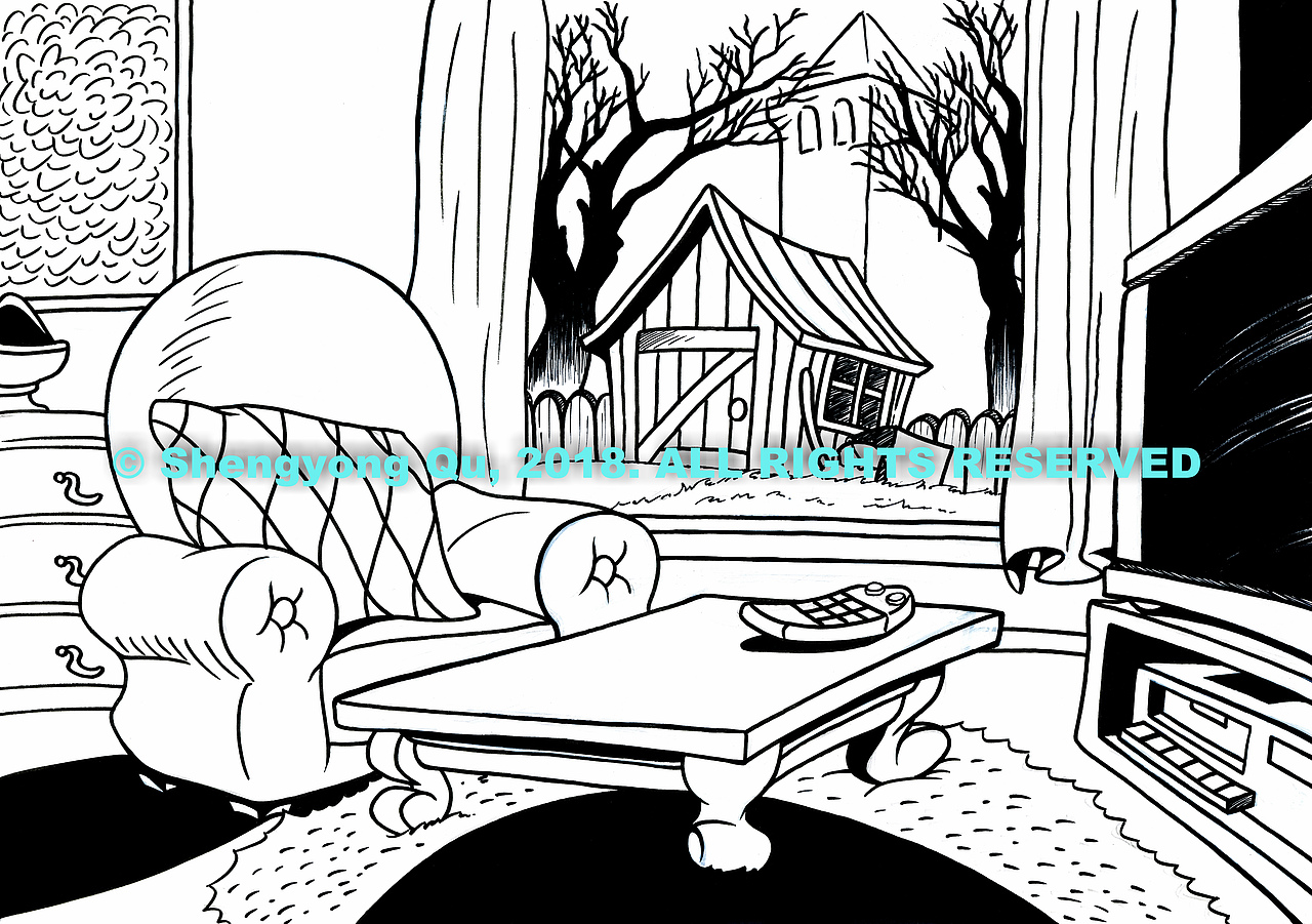 客厅一角（图ZMTM0ODk4NjM2） - 商业插画 - 站酷设计师Adrien纽约插画师原创素材 - 站酷ZCOOL