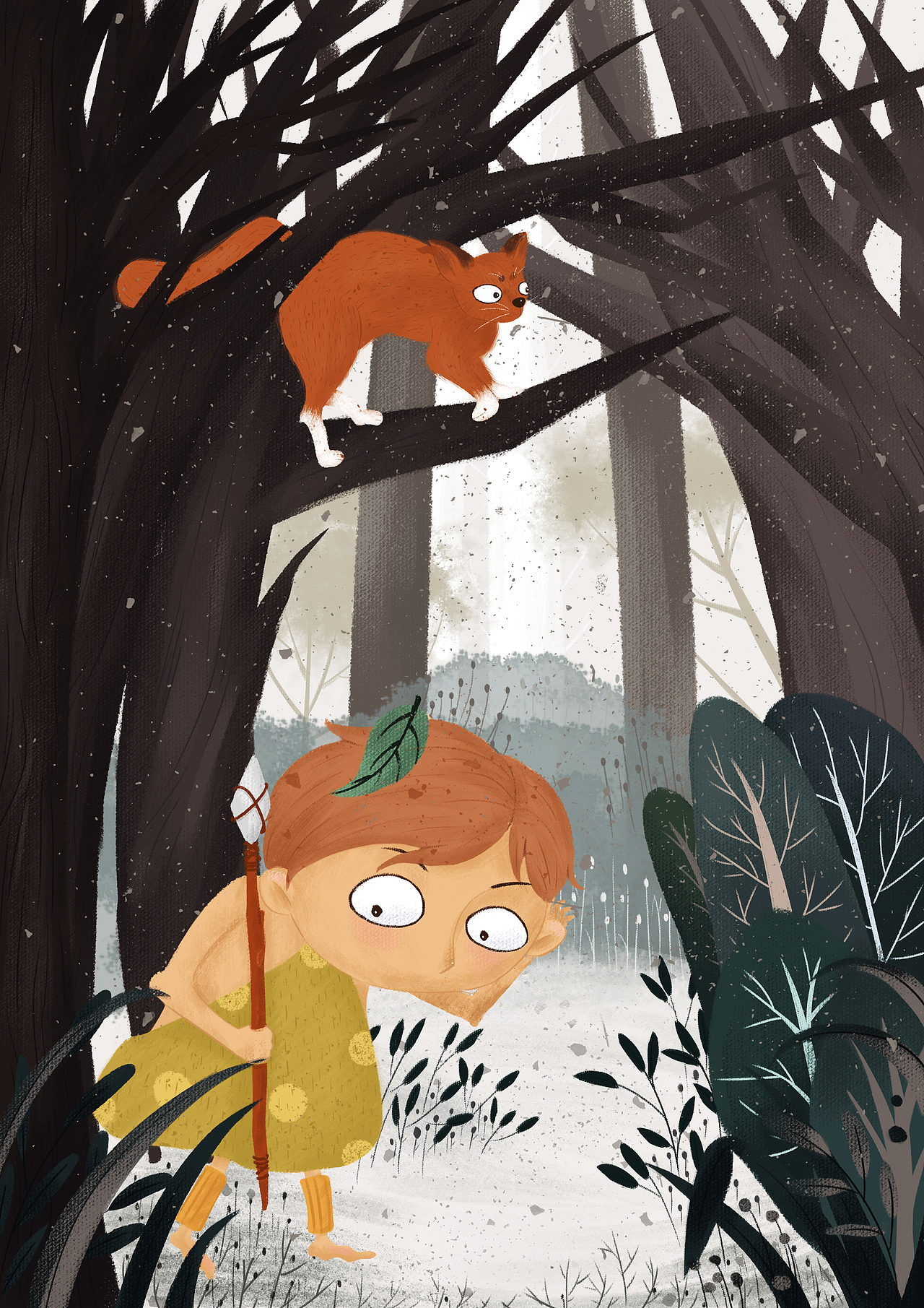 原始人与猫|插画|绘本|决胜胖子_原创作品-站酷zcool