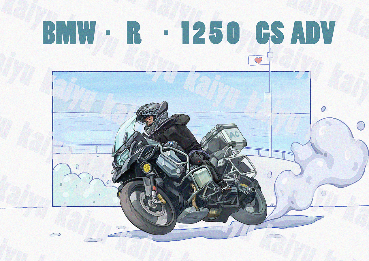 一组机车插画海报潮图