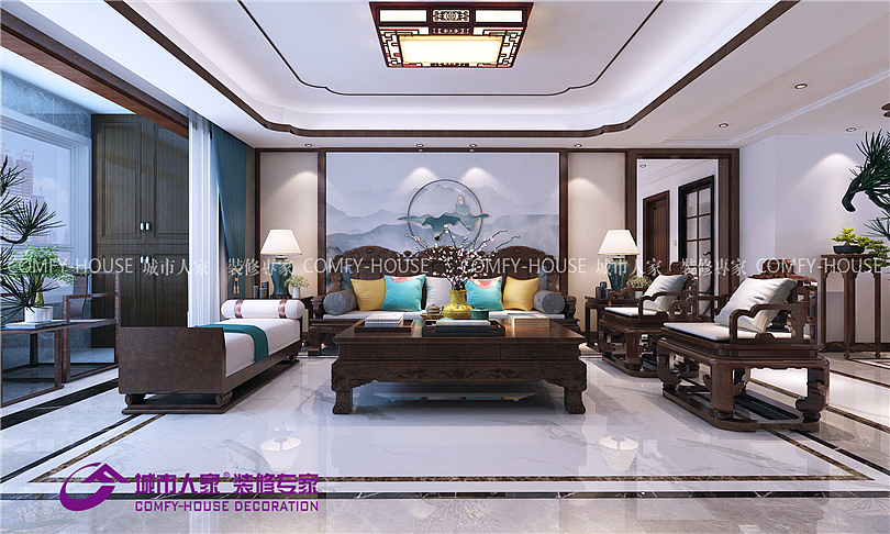 鼎秀家园180平四室两厅新中式风格装修