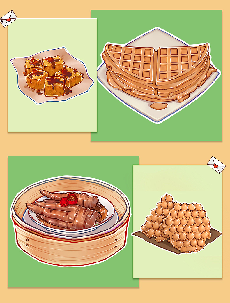 手绘插画香港旅行中的美食美景（图ZMjMyODk0MzE2） - 商业插画 - 站酷设计师喷香原创素材 - 站酷ZCOOL