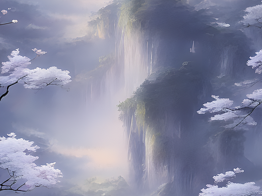 #站酷梦笔#翠叠画屏山隐隐，冷铺文簟水潾潾（个人主页-ZNjM5MTY1MDQ=） - AI作品 - 站酷设计师LV宁原创素材 - 站酷ZCOOL