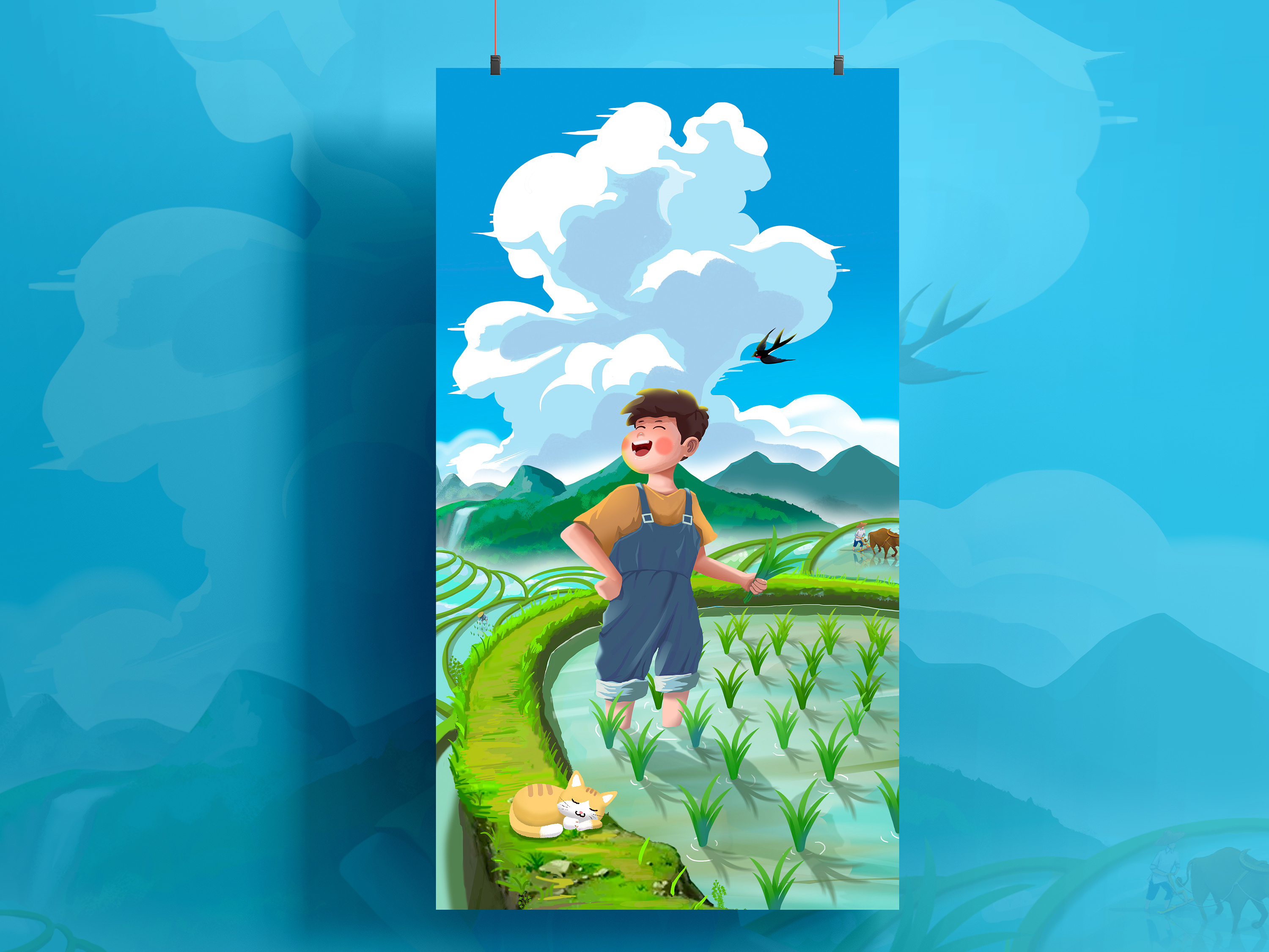 "云上稻田"系列包装插画(上)