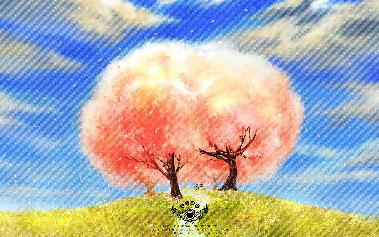 开花的树【宽屏桌面】|插画|创作习作|liarsliar_原创作品-站酷zcool