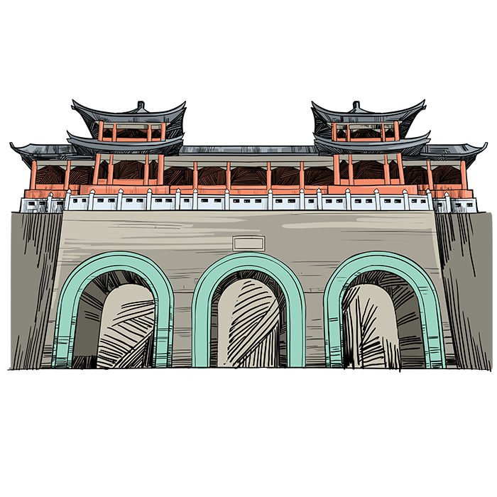 南京玄武门绘画图片