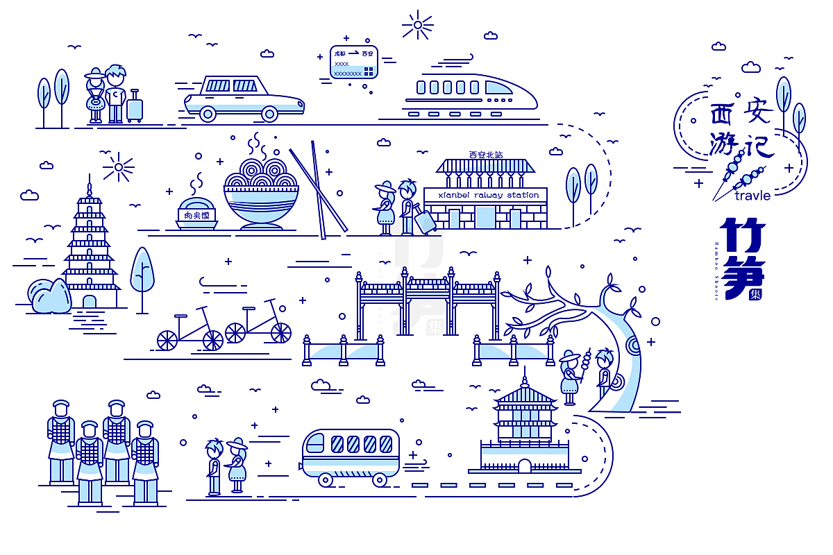 竹笋集63 线性插画（图ZMTU4Mjk4MTg4） - 图标 - 站酷设计师竹笋集原创素材 - 站酷ZCOOL