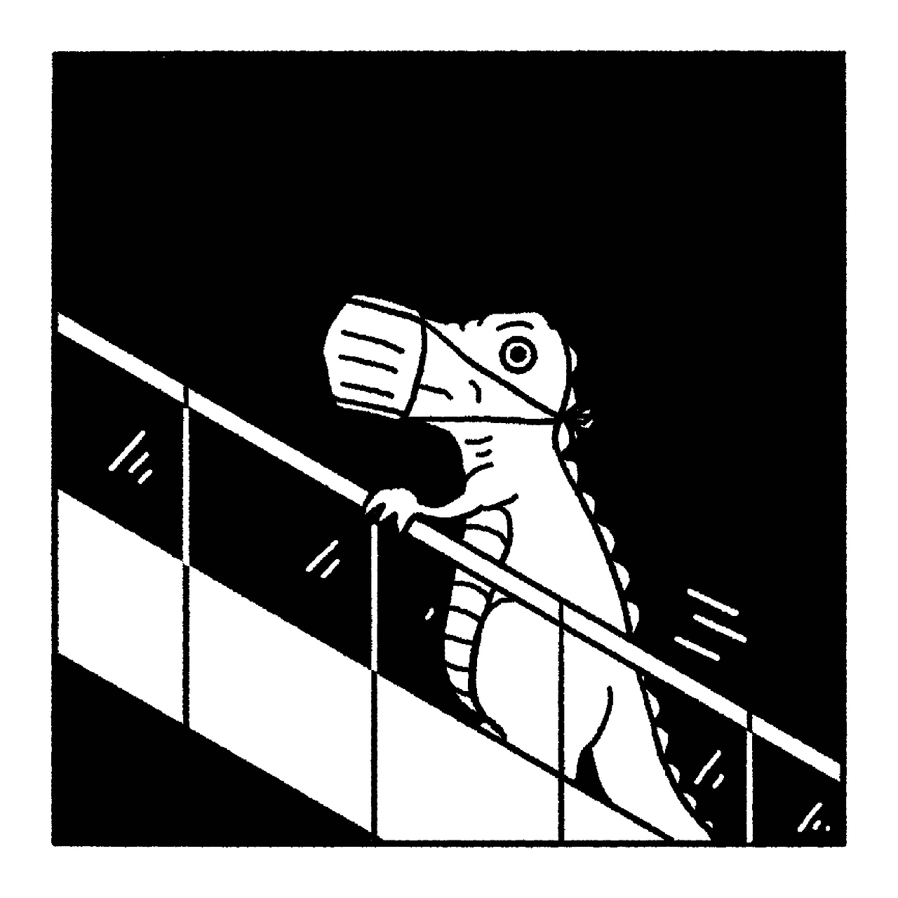 恐龍、電梯、口罩