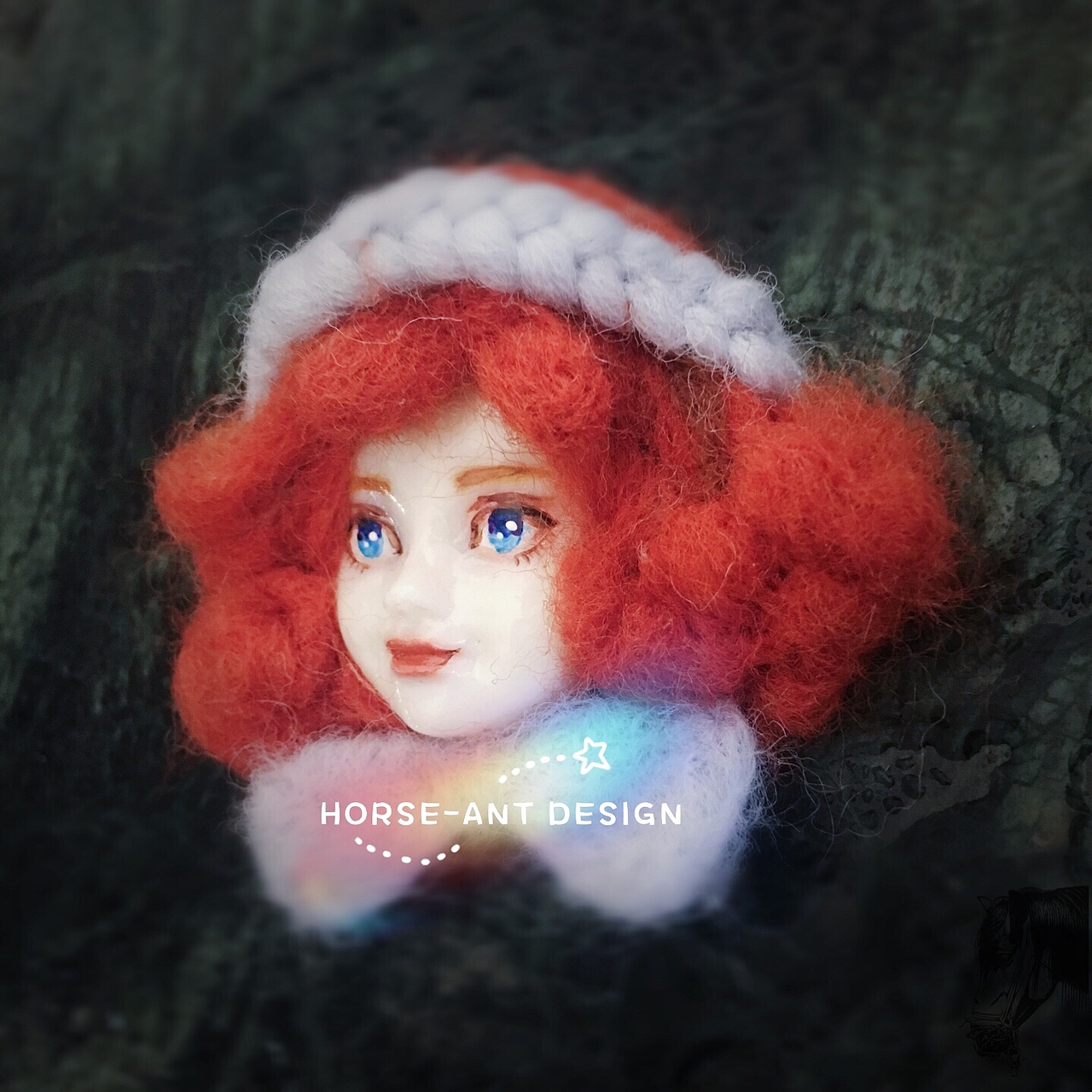 🐜马蚁的软陶羊毛毡胸针-红发女郎软陶羊毛毡胸针