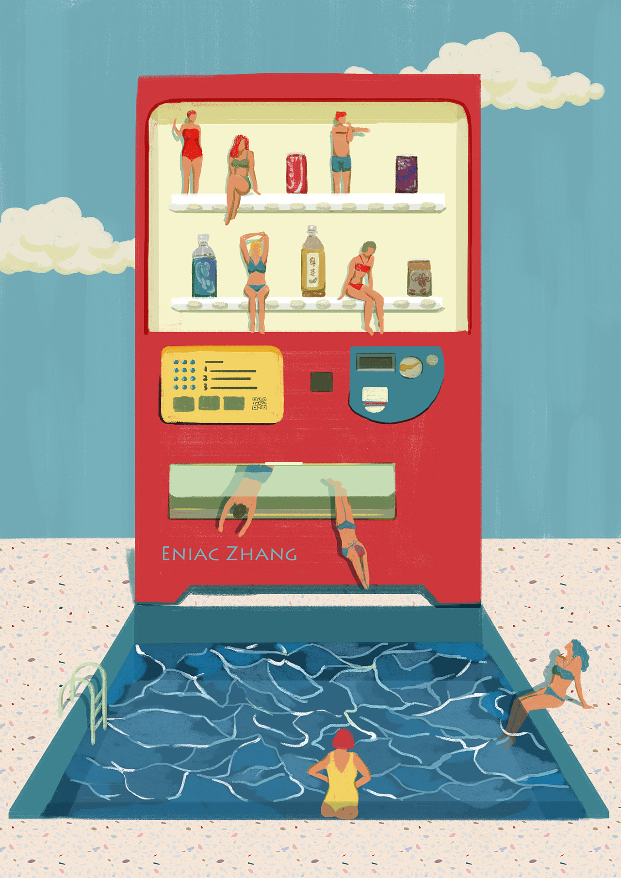 自动贩卖机泳池插画 - 原创作品 - 站酷(zcool)