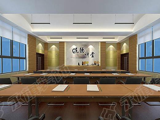 郑州校园文化装修设计-长春路小学报告厅设计效果图