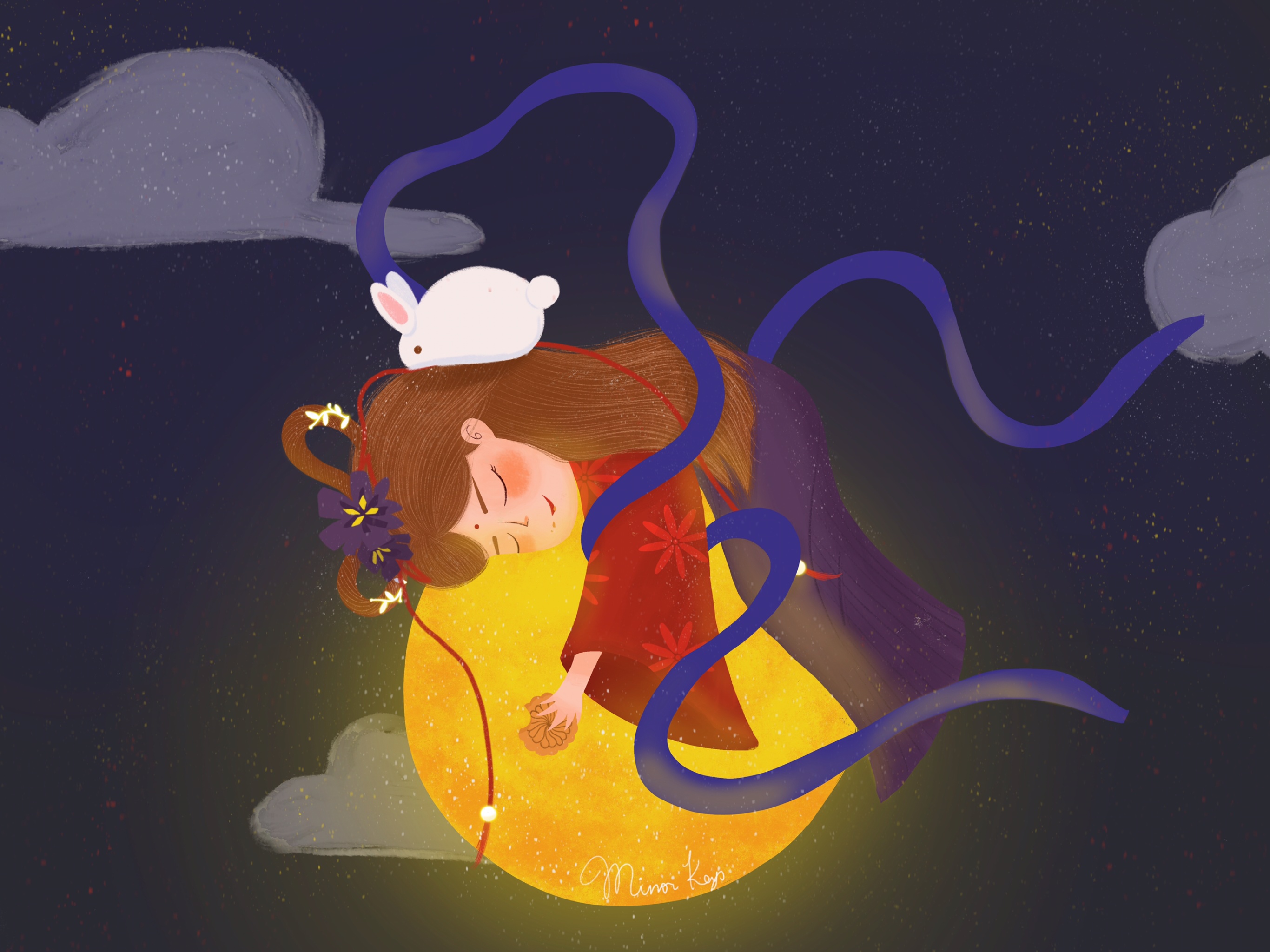 中秋吃饼赏嫦娥