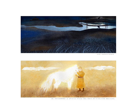 原創(chuàng)插畫(huà)《馬頭琴的故事》（個(gè)人主頁(yè)-ZNjc3MzczMzI=） - 繪本 - 站酷設(shè)計(jì)師會(huì)開(kāi)花的樹(shù)_0925原創(chuàng)素材 - 站酷ZCOOL