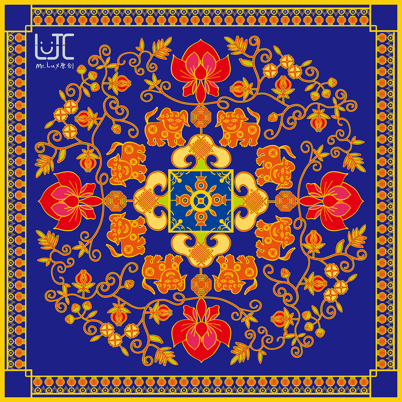 黄梅挑花纹饰图案