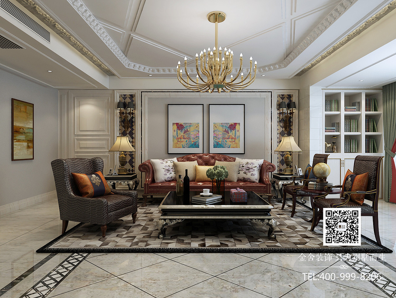 石家庄中冶德贤公馆装修-美式风格混搭