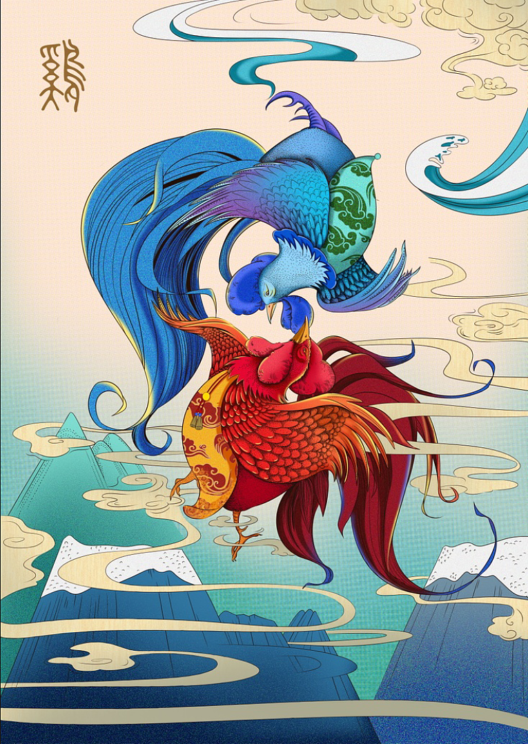 十二生肖-算不算是鸡犬升天（图ZOTM1NzQxMjQ=） - 创作习作 - 站酷设计师大储储原创素材 - 站酷ZCOOL