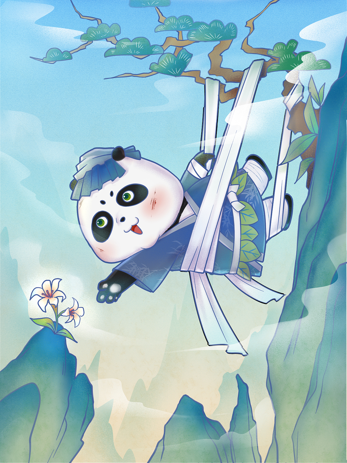 国潮熊猫文武双全