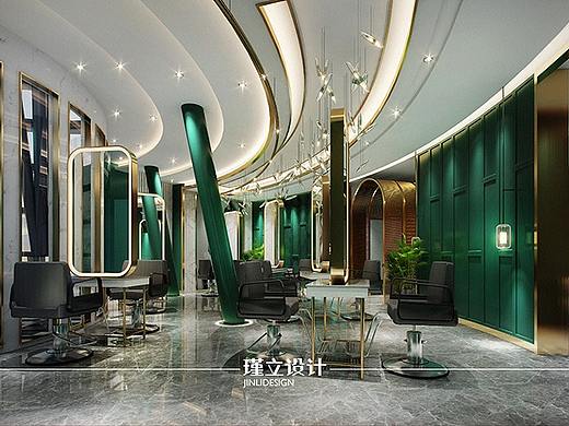 蓝色系轻奢美发店