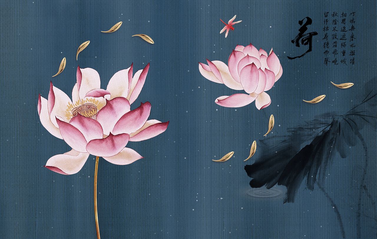 纱画、文创卷帘图案-荷花（图ZMjg0NjUzODY4） - 图案 - 站酷设计师裕隆家居原创素材 - 站酷ZCOOL