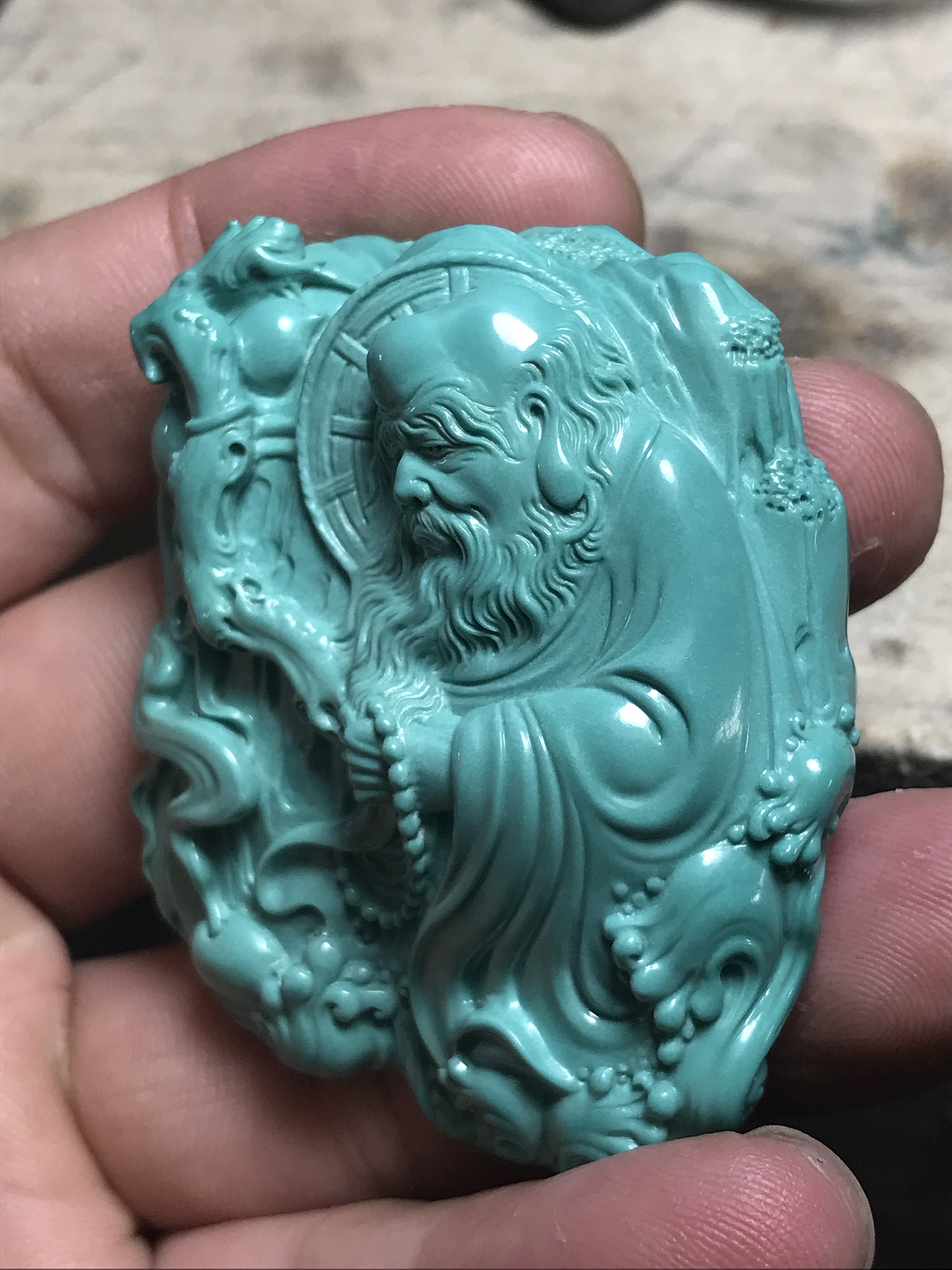 绿松石-《达摩渡江》