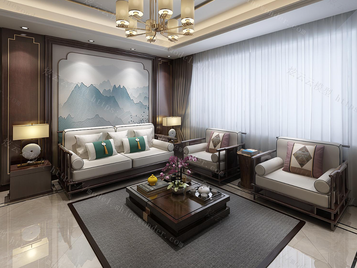 新中式沙发组合北欧多人沙发美式沙发组合|空间|室内设计|憨豆小姐 - 原创作品 - 站酷 (ZCOOL)